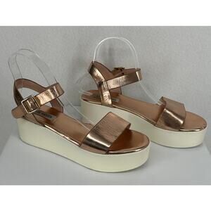 Steve Madden Delight Blush Metallic Shiny Platform Sandals 7.5M